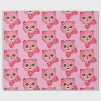 Papel de embrulho rosa Kitty Vintage