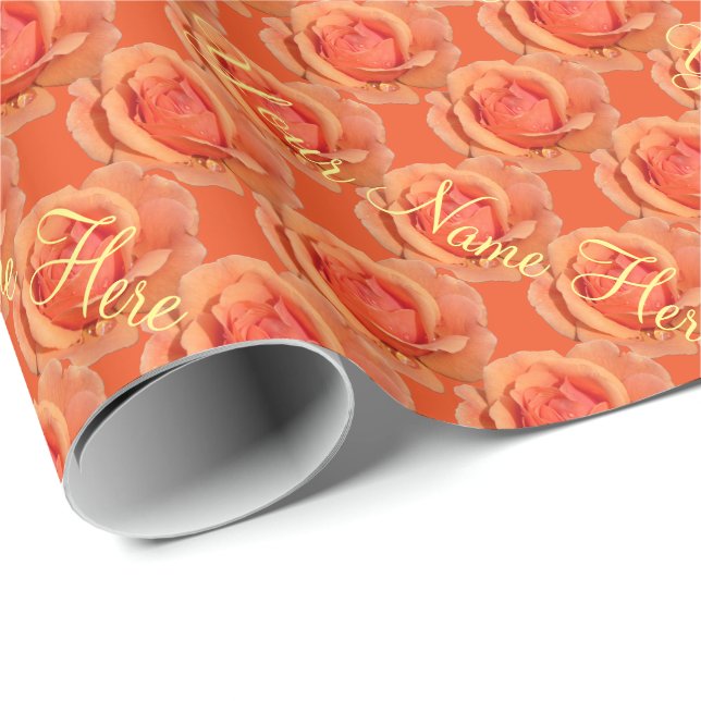 Papel de embrulho Rosa Laranja Romântico Papel de  (Ponta do rolo)