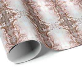 Papel de embrulho rosa ornamentado com pérolas e f