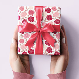 Papel de embrulho Rosas Rosa e Vermelhas do Dia do
