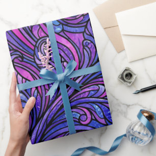 Papel de embrulho roxo cósmico com folha de samamb