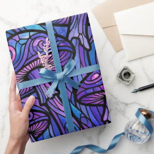 Papel de embrulho roxo de aglomerado de cogumelos