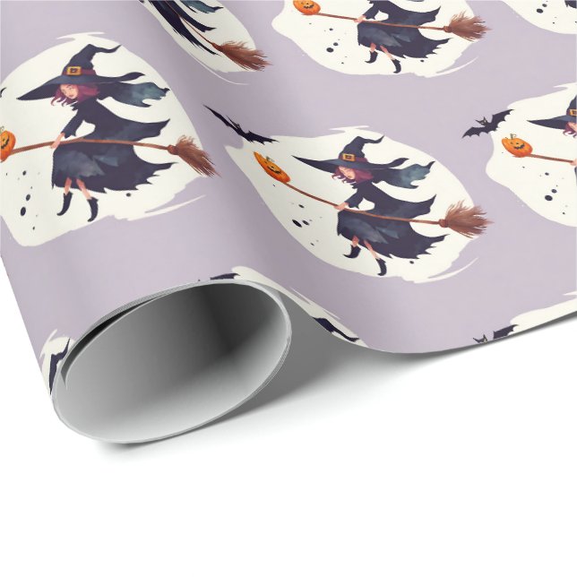 Papel de embrulho roxo de bruxa assustadora de Hal (Ponta do rolo)