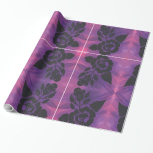 Papel de embrulho roxo e rosa em rolo silhueta de 