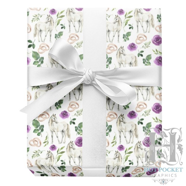 Papel de Embrulho Roxo Floral Equestre Rústico (Criador carregado)