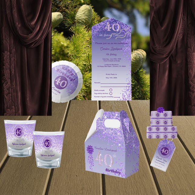 Papel de embrulho roxo glitter elegante para 40 an (Criador carregado)