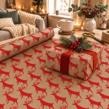 Papel de embrulho Rustic Kraft Red Stag Rena