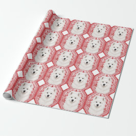 Papel de Embrulho Samoyed Vermelho Chinoiserie