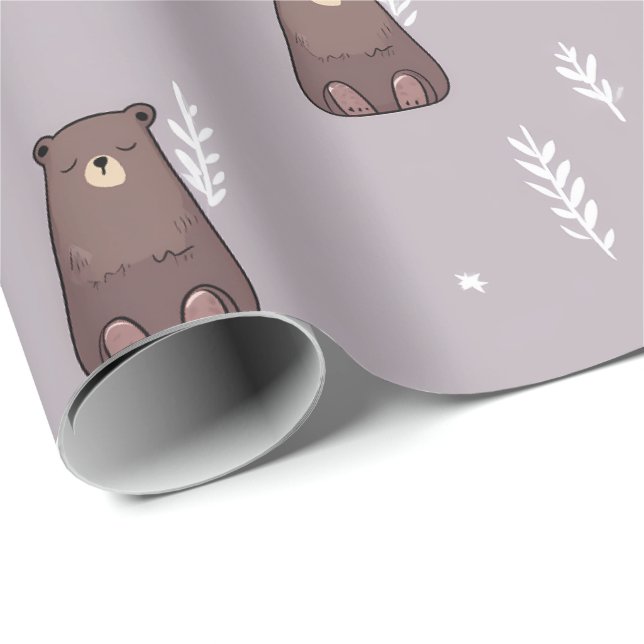 Papel de embrulho Sleepy Bear Spring (Ponta do rolo)