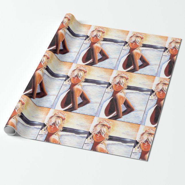 papel de embrulho - Sunset Beach Girl (Desenrolado)