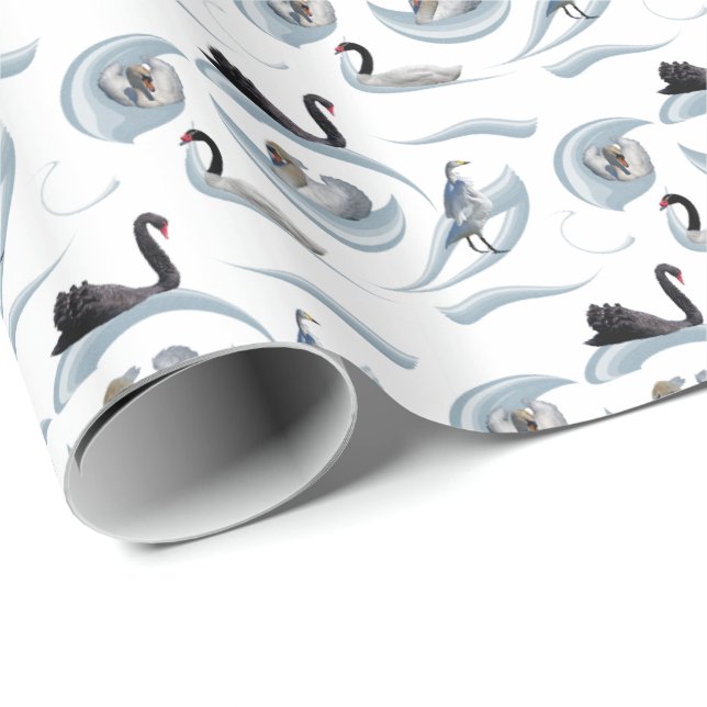 Papel de embrulho Swan Frenzy (escolha a cor) (Ponta do rolo)