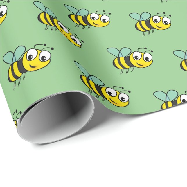 Papel de embrulho tema Abelha Bumble Bee para cria (Ponta do rolo)