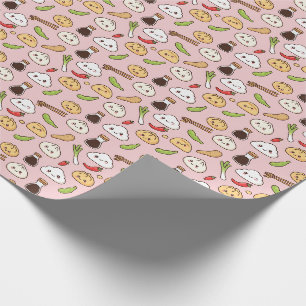 Papel de embrulho tema Comida Chinesa Kawaii