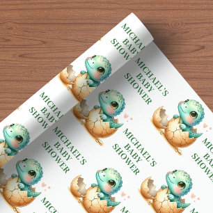 Papel de embrulho tema ovo de dinossauro bebê choc