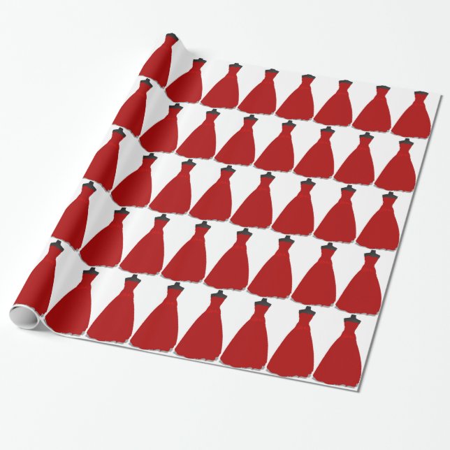 Papel de embrulho tema vestido vermelho (Desenrolado)