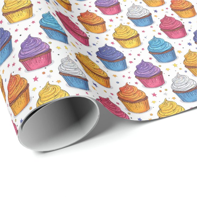 Papel de embrulho temático de bolo de aniversário (Ponta do rolo)