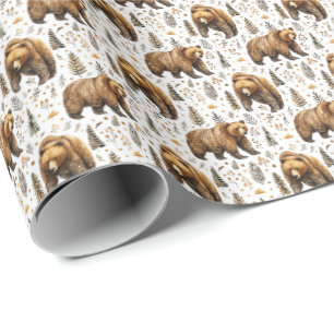 Papel de embrulho temático de urso Vida Selvagem A