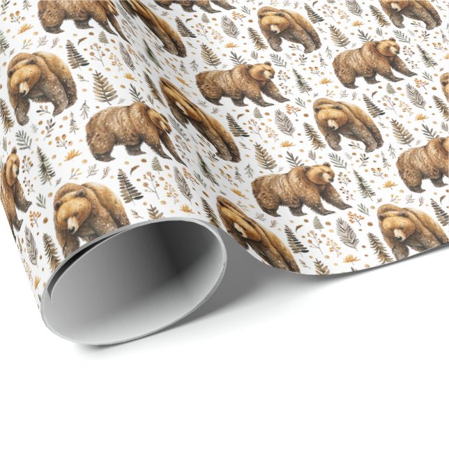 Papel de embrulho temático de urso Vida Selvagem A (Ponta do rolo)