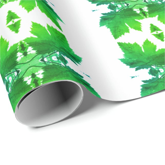 Papel de Embrulho Textura de Folha Verde de Videir (Ponta do rolo)