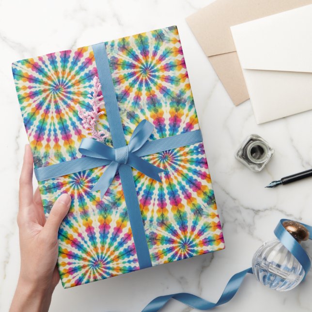 Papel de embrulho Tie Dye Psicodélico Arco-íris (Presentear)