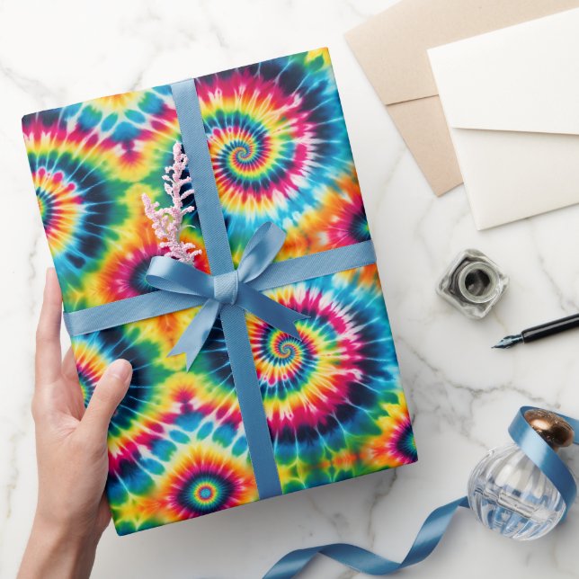 Papel de embrulho Tie Dye Psicodélico Arco-íris (Presentear)