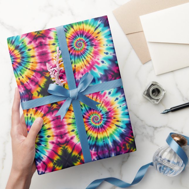 Papel de embrulho Tie Dye Psicodélico Arco-íris (Presentear)