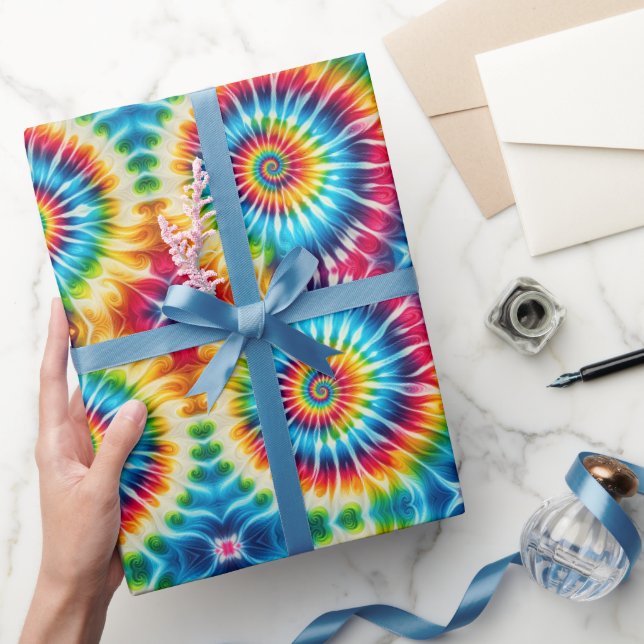 Papel de embrulho Tie Dye Psicodélico Arco-íris (Presentear)
