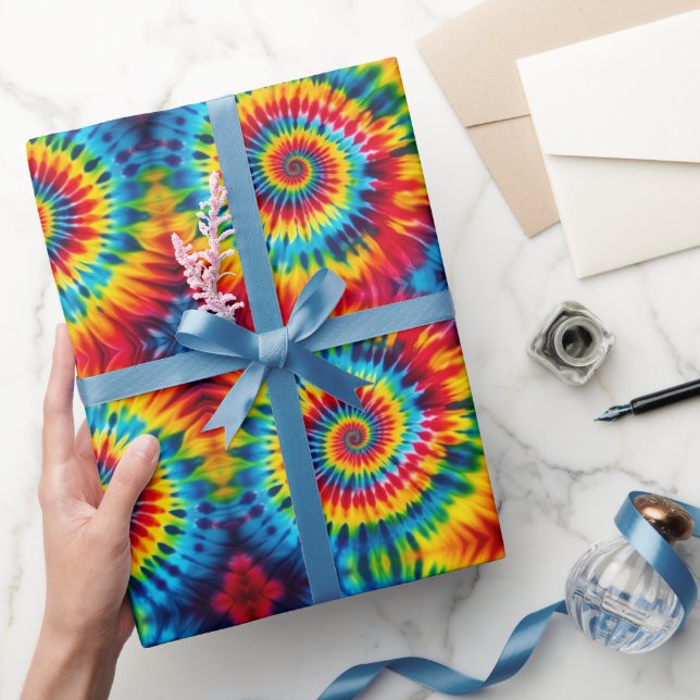Papel de embrulho Tie Dye Psicodélico Arco-íris (Presentear)