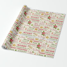 Papel de embrulho tipografia Feliz Natal