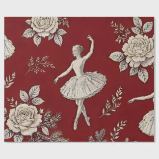 Papel de embrulho Toile de Natal Bailarina - Verme