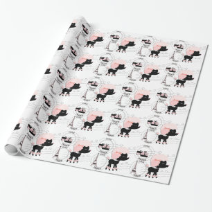 Papel de embrulho Torre Eiffel Poodle Rosa Paris