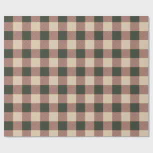 Papel de embrulho tradicional xadrez verde vermelh
