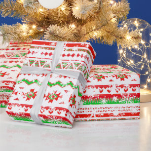 Papel de embrulho tribal de Natal com neve
