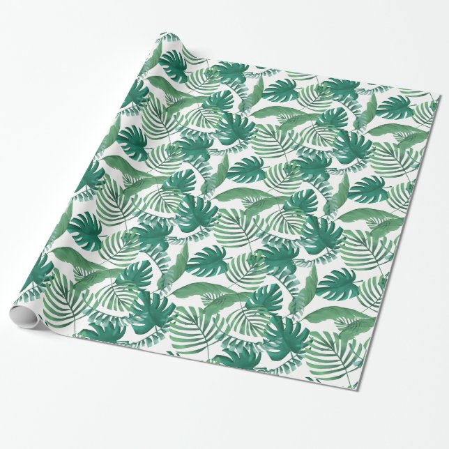 Papel de embrulho tropical do impressão das folhas (Desenrolado)