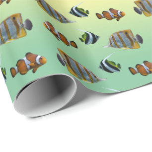 Papel de embrulho Tropical Fish Frenzy (Arco-íris)