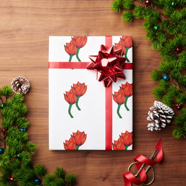 Papel de embrulho Tulipas Vermelhas (Presente de Natal)