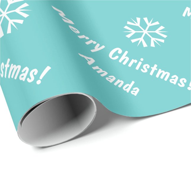 Papel de embrulho Turquesa Natal | Personalizado (Ponta do rolo)