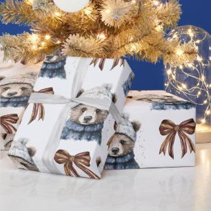 Papel de embrulho Urso de Natal de Inverno