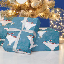 Papel de embrulho Urso Polar Patinando no Gelo
