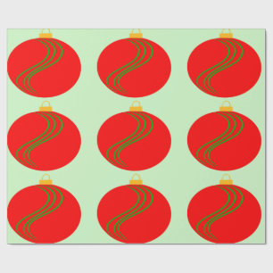 Papel de embrulho verde claro ornamento vermelho