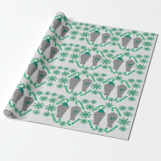 Papel de embrulho verde de Natal elefante