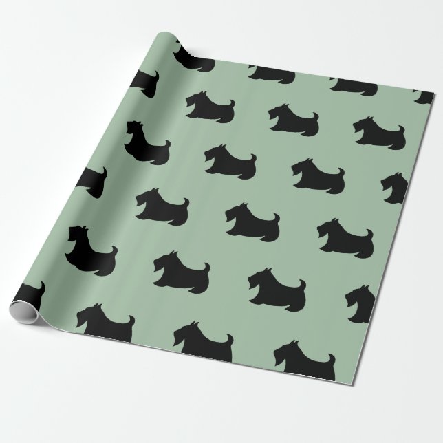 Papel de embrulho verde do Scottish Terrier (Desenrolado)