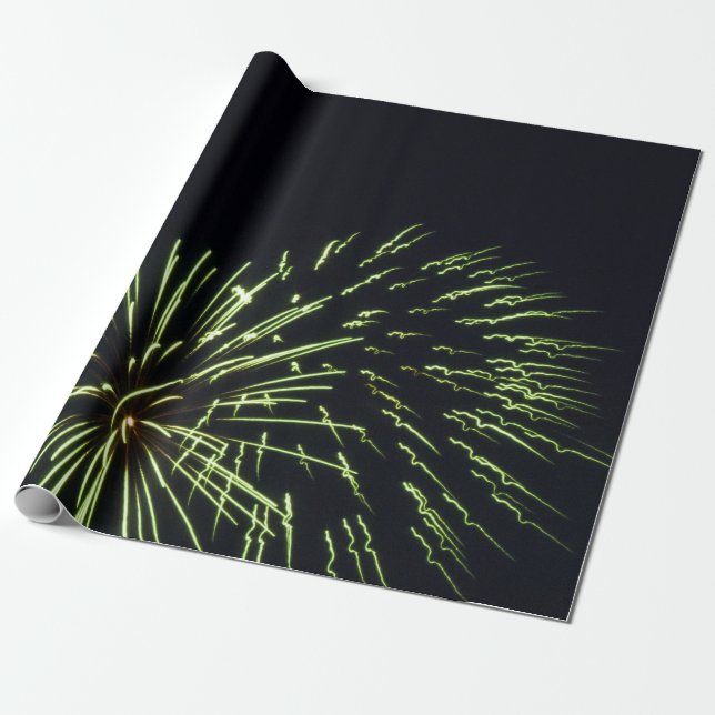 Papel de embrulho verde dos fogos-de-artifício (Desenrolado)