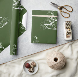Papel de embrulho verde em fundo branco