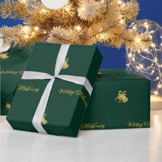Papel de embrulho verde esmeralda dourado Feliz Na