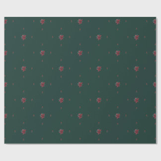 Papel de embrulho verde festivo de poinsettia