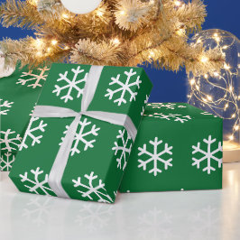 Papel de embrulho verde floco de neve de Natal