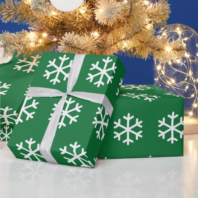 Papel de embrulho verde floco de neve de Natal (Feriados)