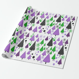 Papel de embrulho verde-roxo para florestas