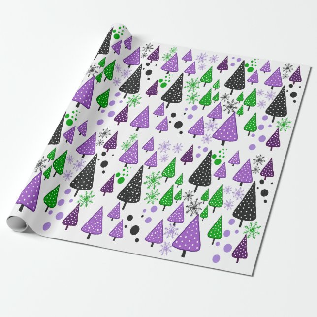 Papel de embrulho verde-roxo para florestas (Desenrolado)